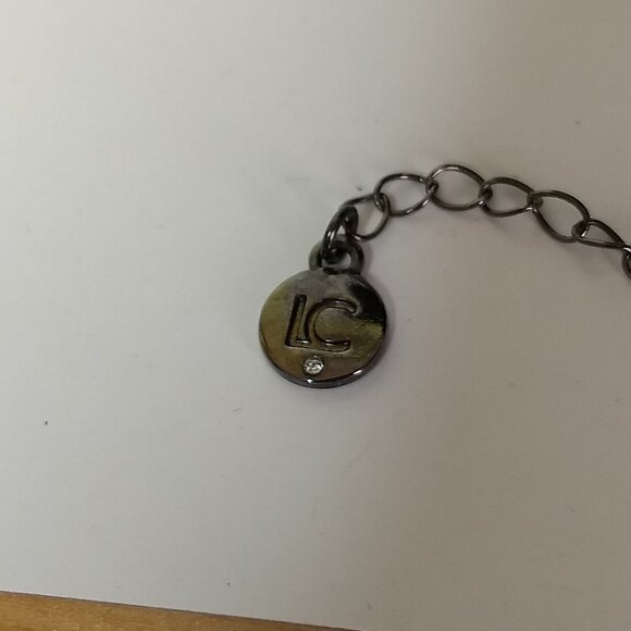 Liz Claiborne Black Tone Social Tower Rhinestone Dangle Fringe Pendant Statement - Picture 6 of 8